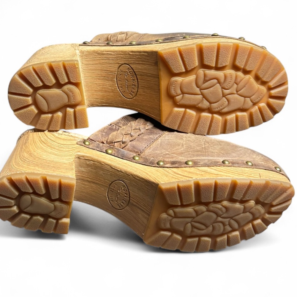 Kork-Ease Tilly Leather Clogs Brown Shoes Slip On Block Heel Size 9M - Picture 6 of 7